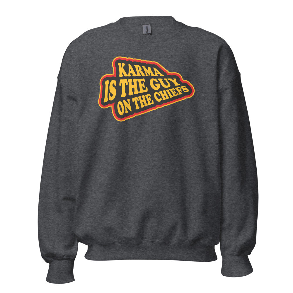Karma Is The Guy On The Chiefs Kelce Swift Arrowhead Crewneck Sweatshirt