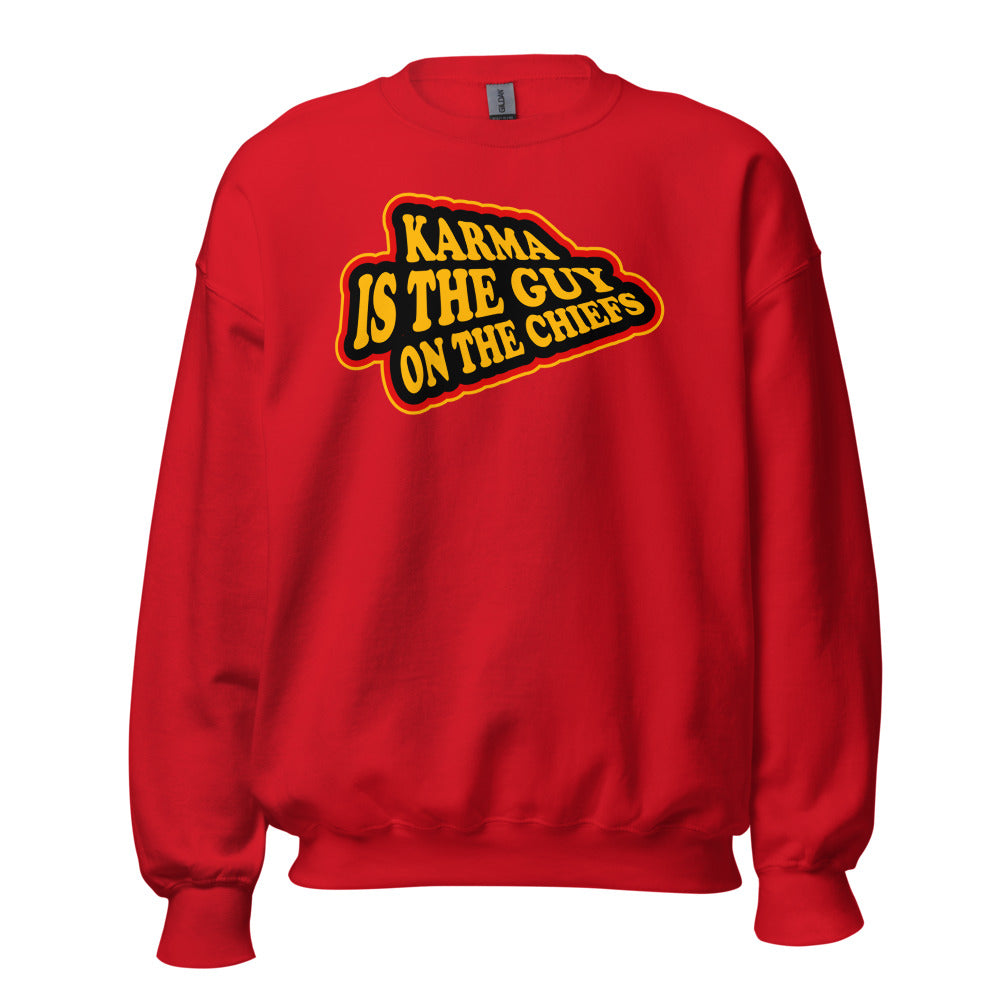 Karma Is The Guy On The Chiefs Kelce Swift Arrowhead Crewneck Sweatshirt