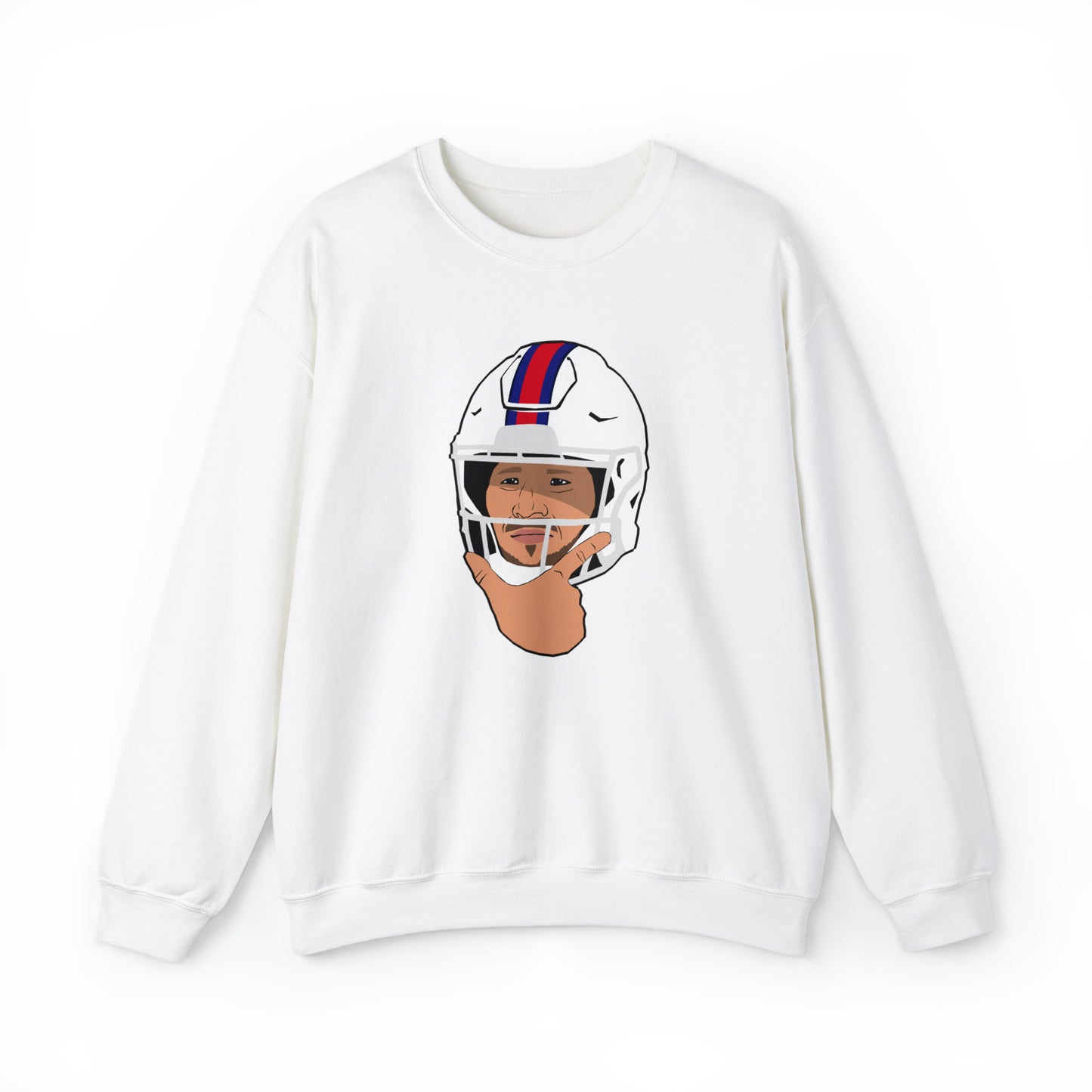 Josh Allen Thinking Emoji Bills Crewneck Sweatshirt