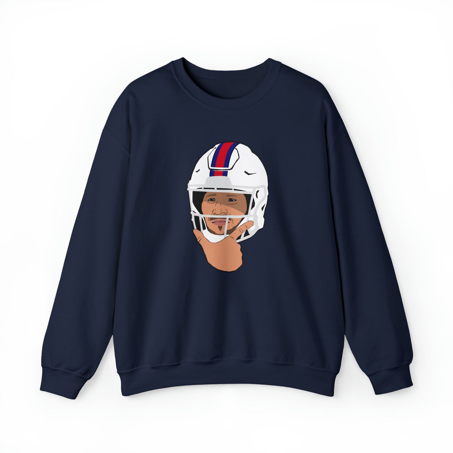 Josh Allen Thinking Emoji Bills Crewneck Sweatshirt