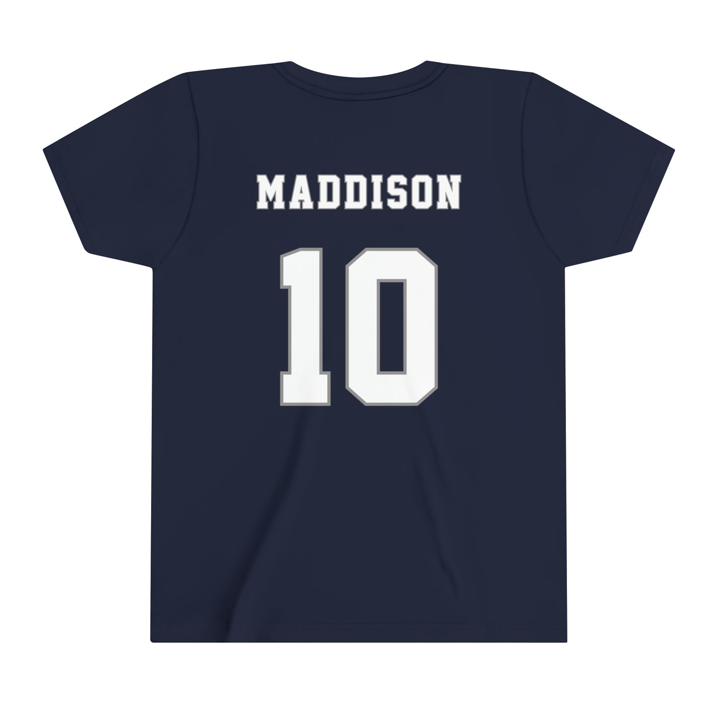 James Maddison Tottenham Hotspur NFL Style Youth Short Sleeve Tee (front and back)