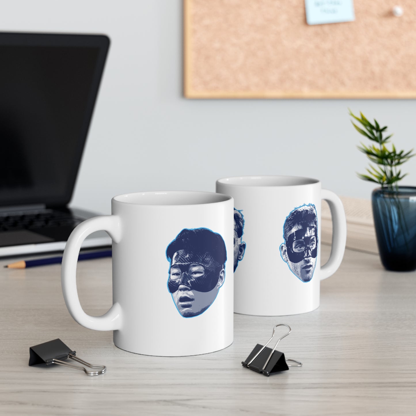 Tottenham Masked Men Son Heung-min Harry Kane Dejan Kulusevski Coffee Mug