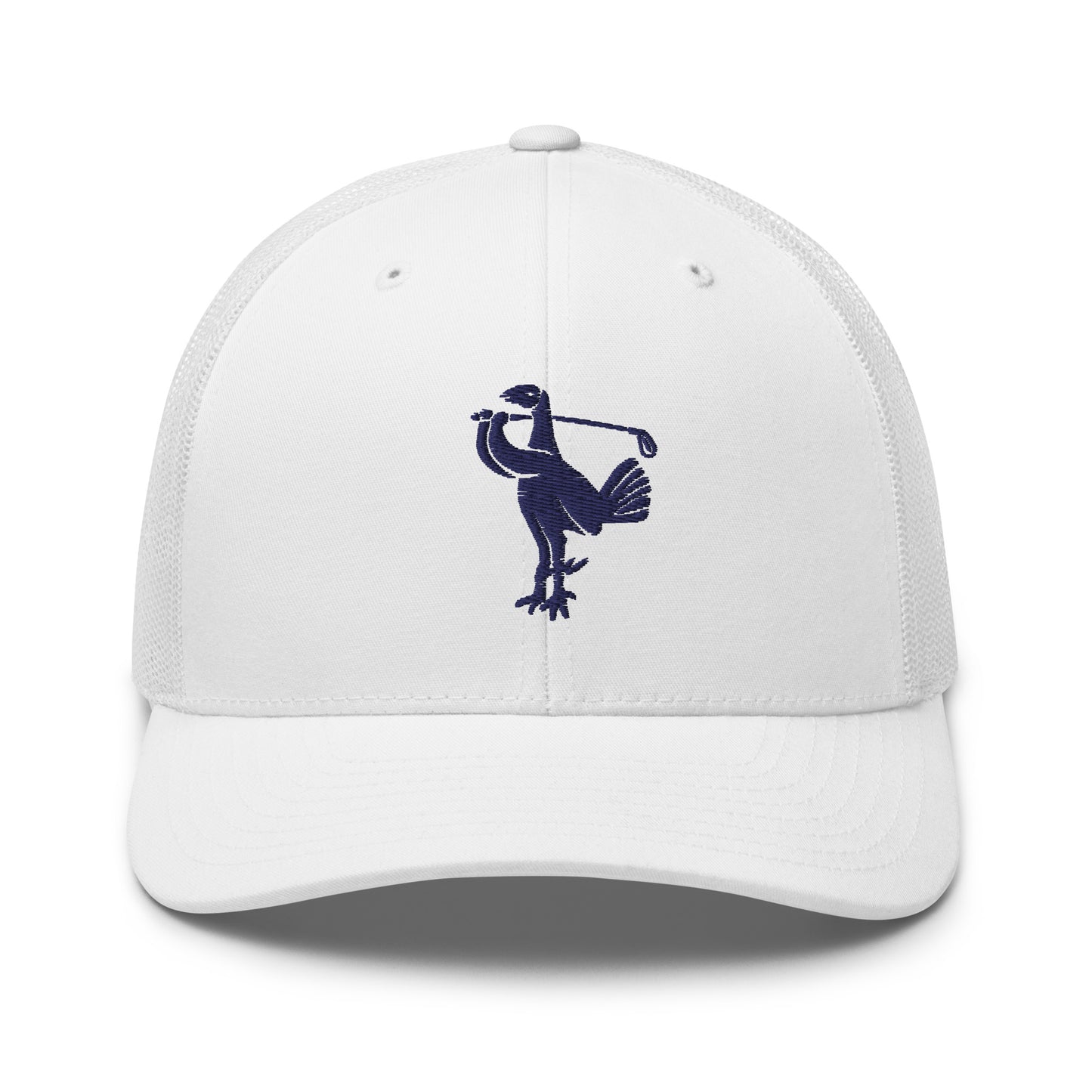 Retro Golfing Cockerel White Mesh Back Adjustable Hat