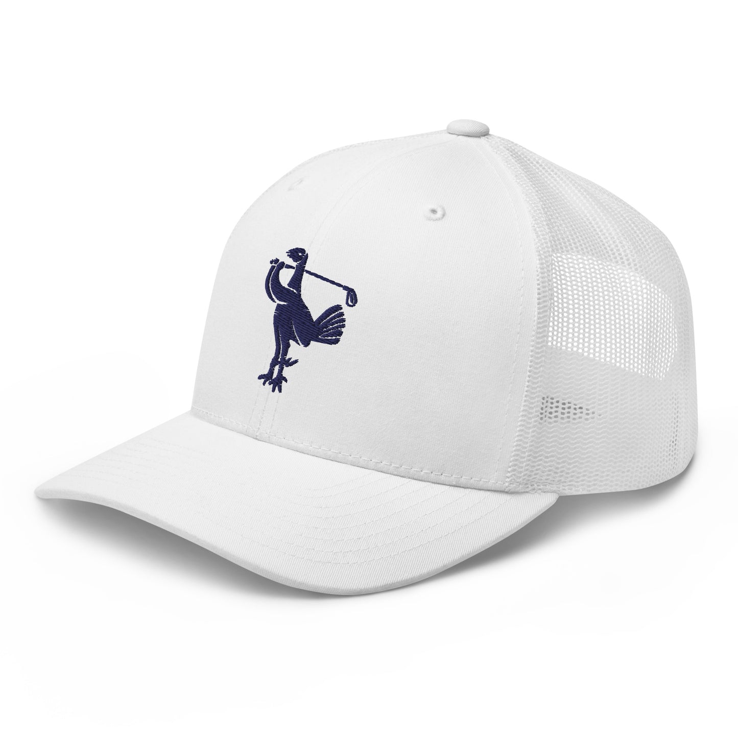 Retro Golfing Cockerel White Mesh Back Adjustable Hat