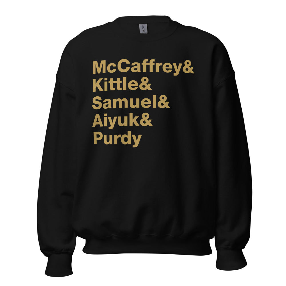 San Francisco McCaffrey Kittle Samuel Aiyuk Purdy Unisex Crewneck Sweatshirt