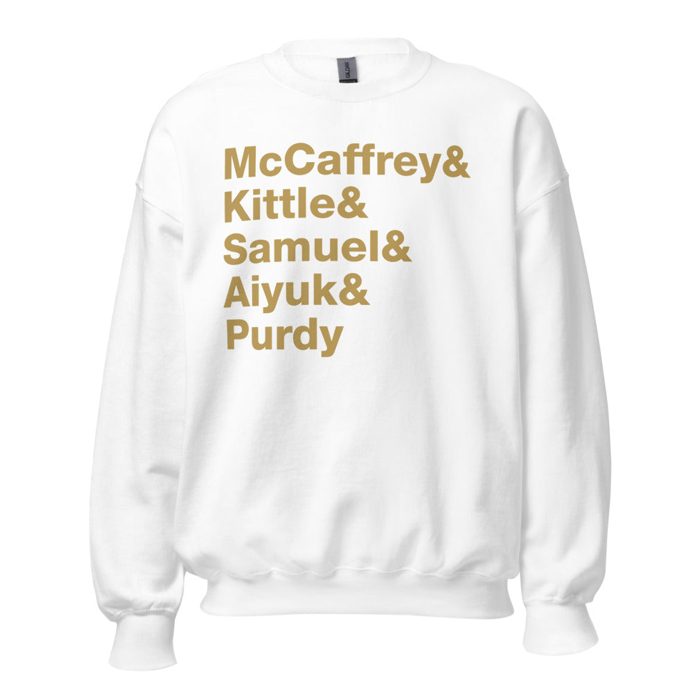 San Francisco McCaffrey Kittle Samuel Aiyuk Purdy Unisex Crewneck Sweatshirt