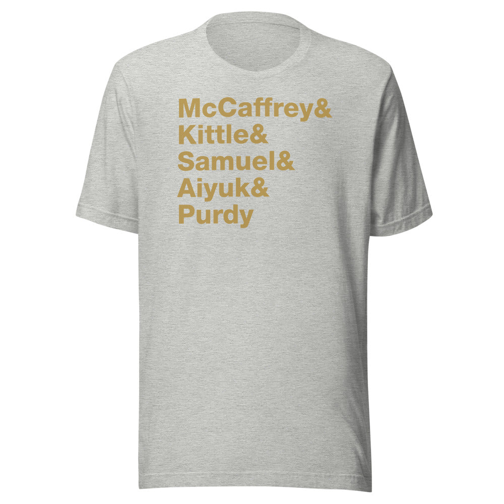 San Francisco McCaffrey Kittle Samuel Aiyuk Purdy Unisex T-Shirt