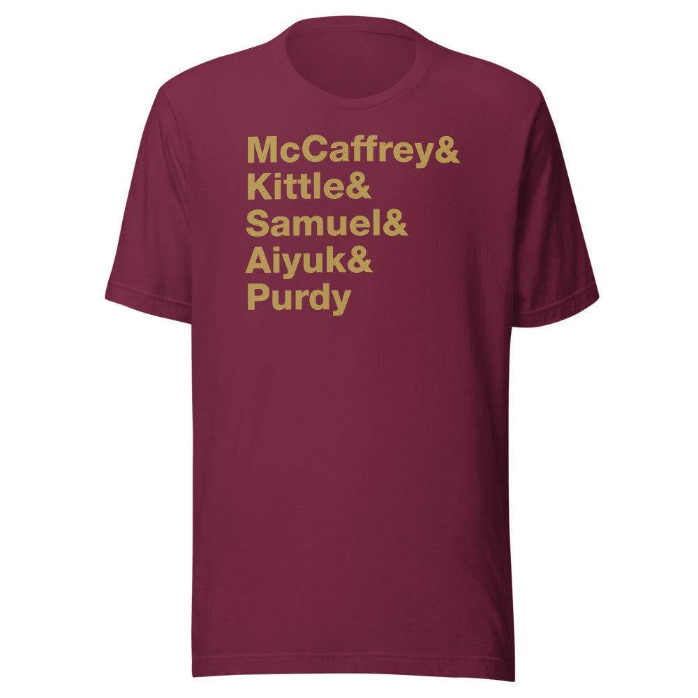 San Francisco McCaffrey Kittle Samuel Aiyuk Purdy Unisex T-Shirt