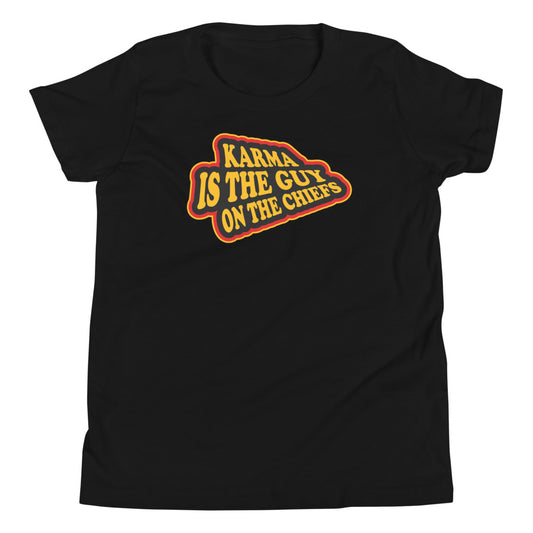 Karma is The Guy On The Chiefs Kelce Swift Arrowhead Youth Short Sleeve T-Shirt